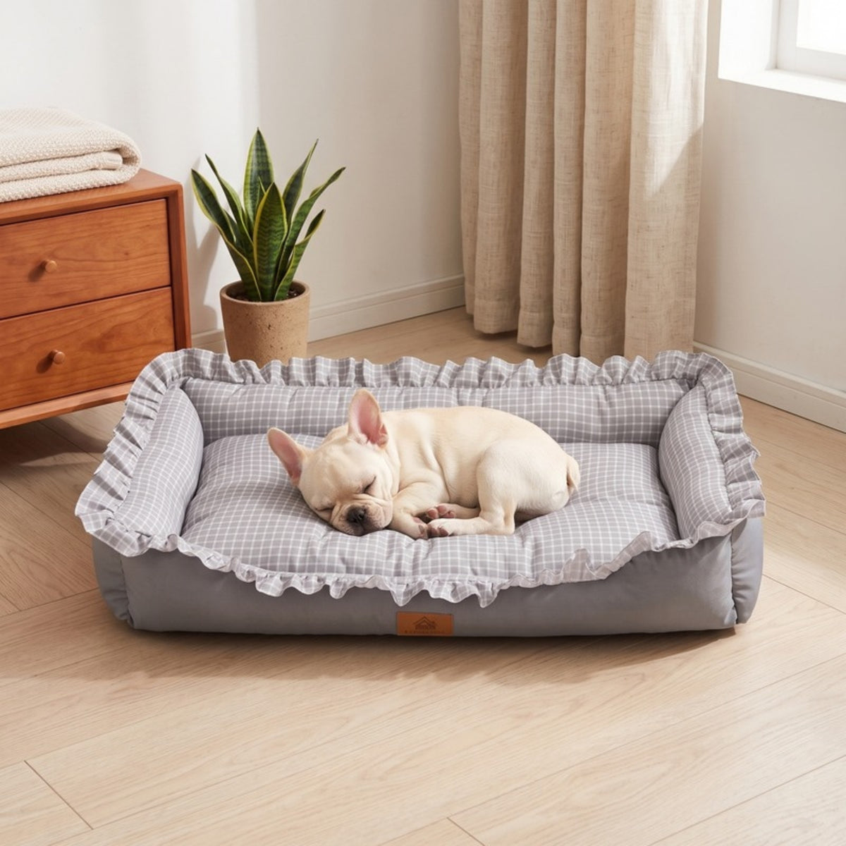 Woofidoo Gingham Ruffle Pet Bed