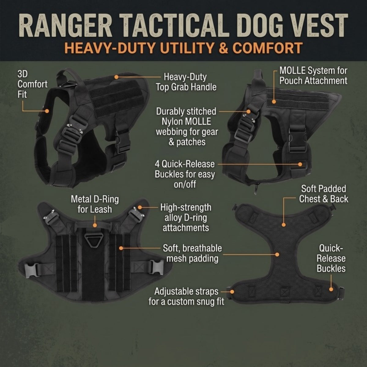 Woofidoo Ranger Tactical Dog Vest