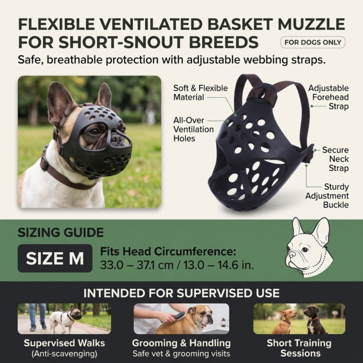 Woofidoo Soft Rubber Bulldog Muzzle