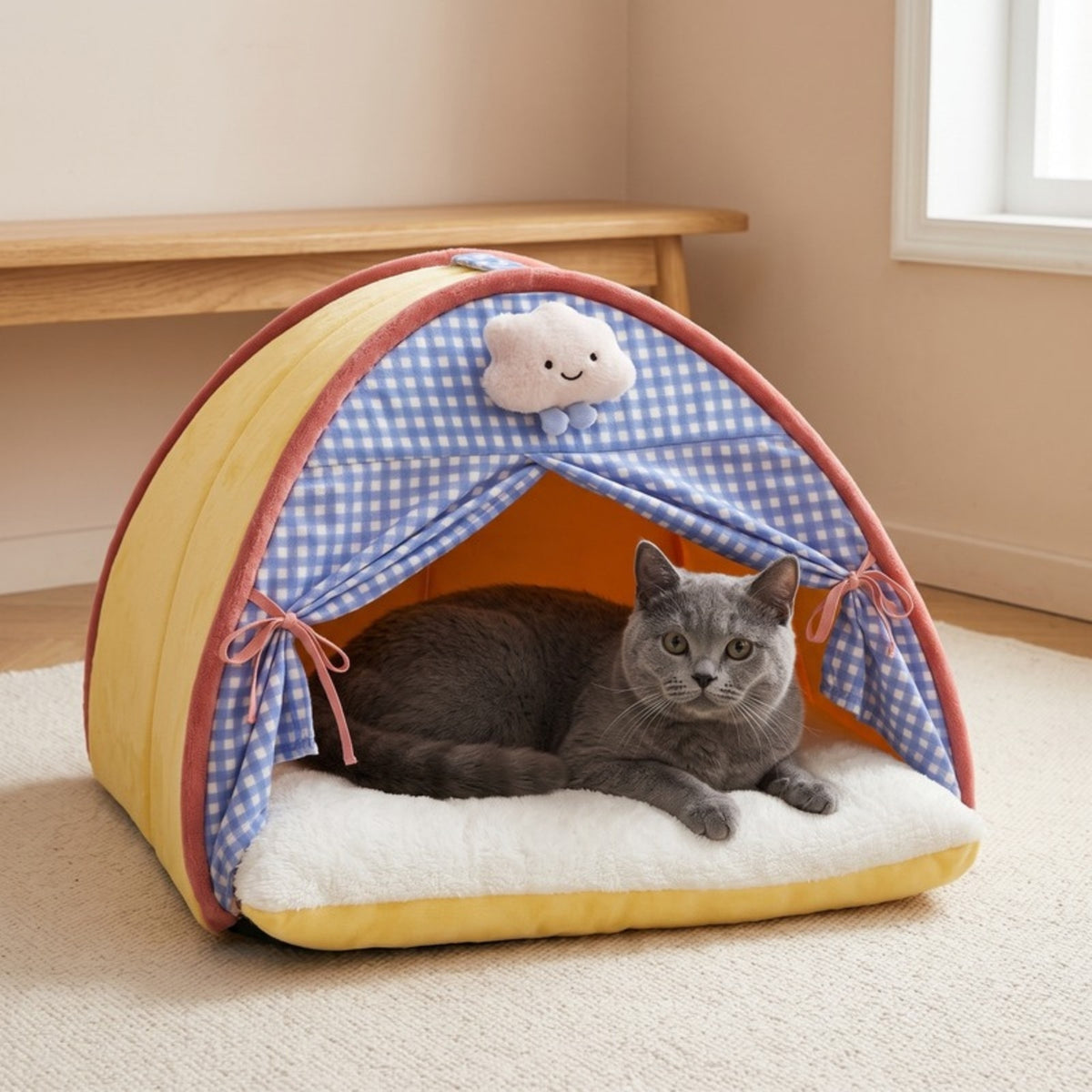 Woofidoo Gingham Cat Tent Bed