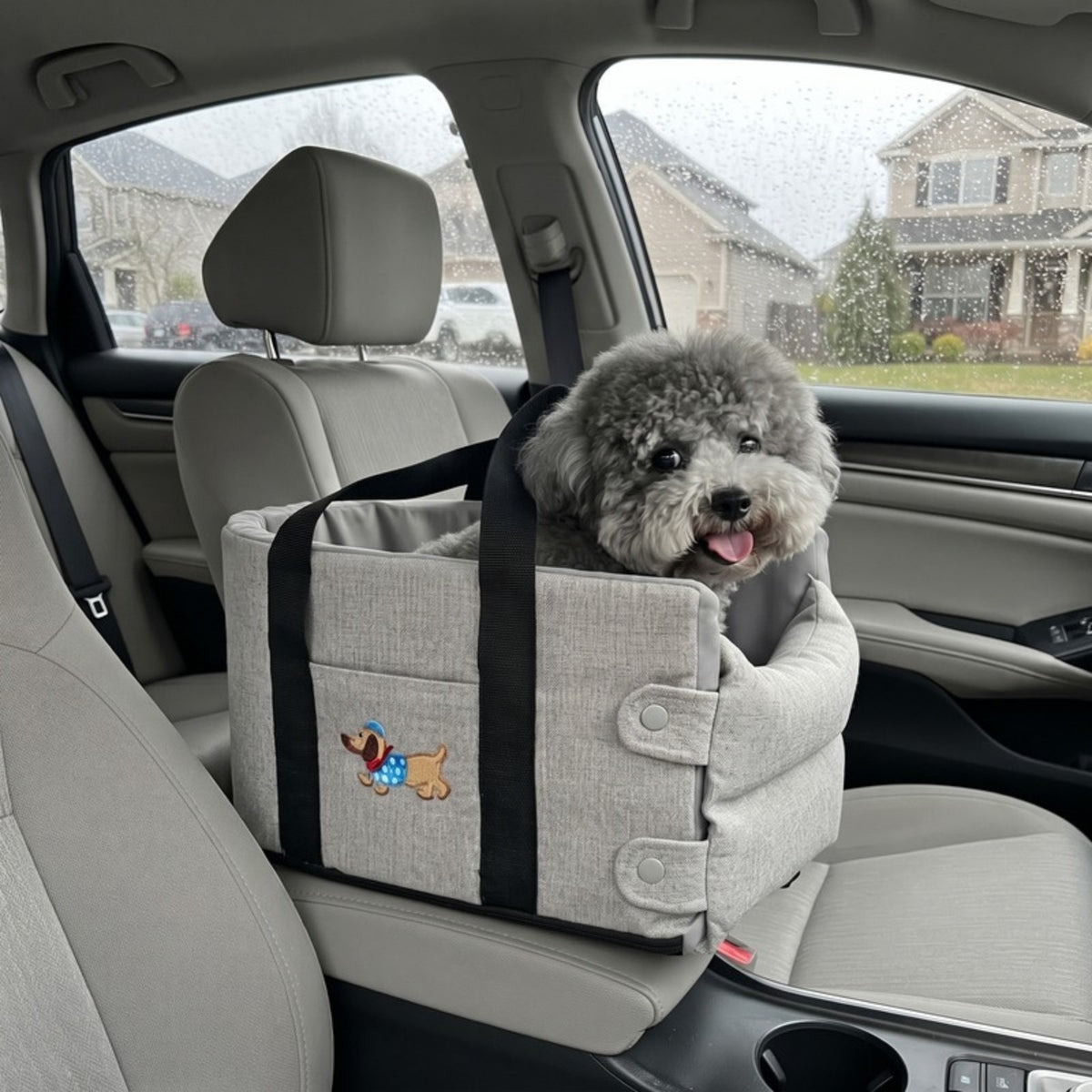 Woofidoo Gray Armrest Pet Car Seat