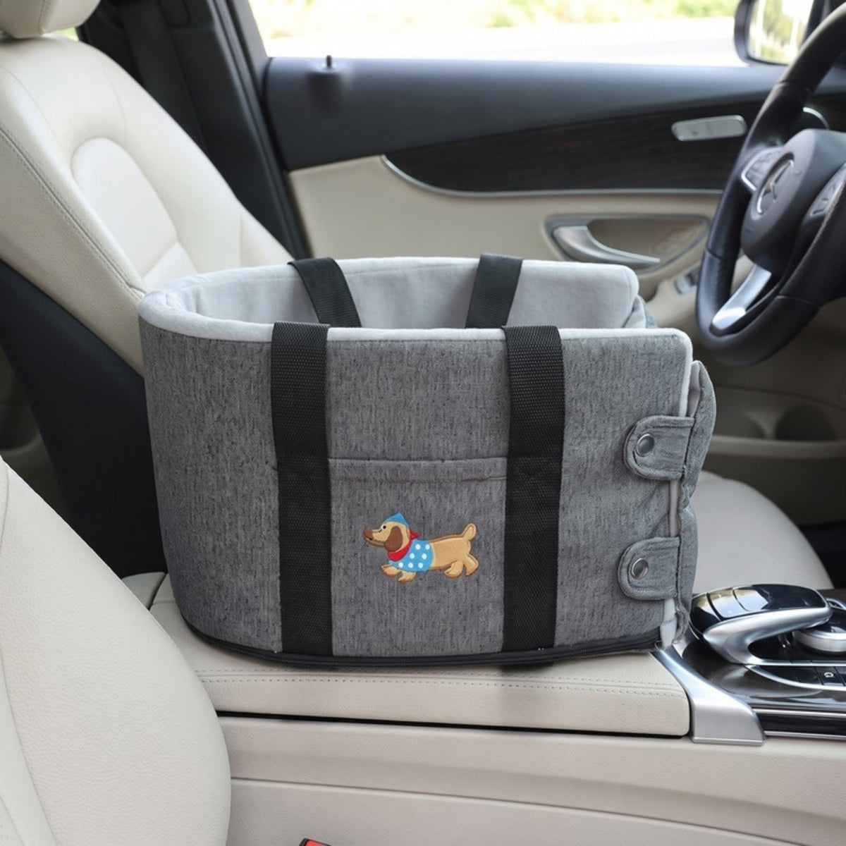Woofidoo Gray Armrest Pet Car Seat