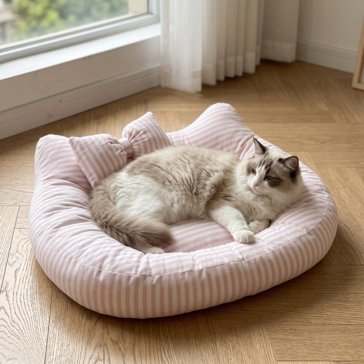 Woofidoo Striped Cat Ear Pet Bed