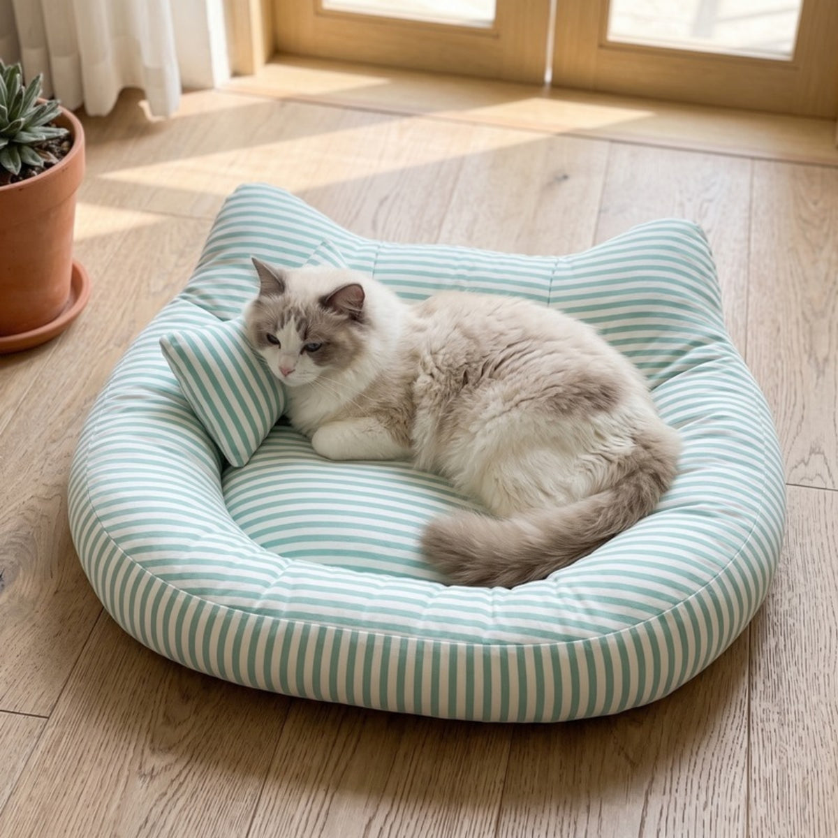 Woofidoo Striped Cat Ear Pet Bed