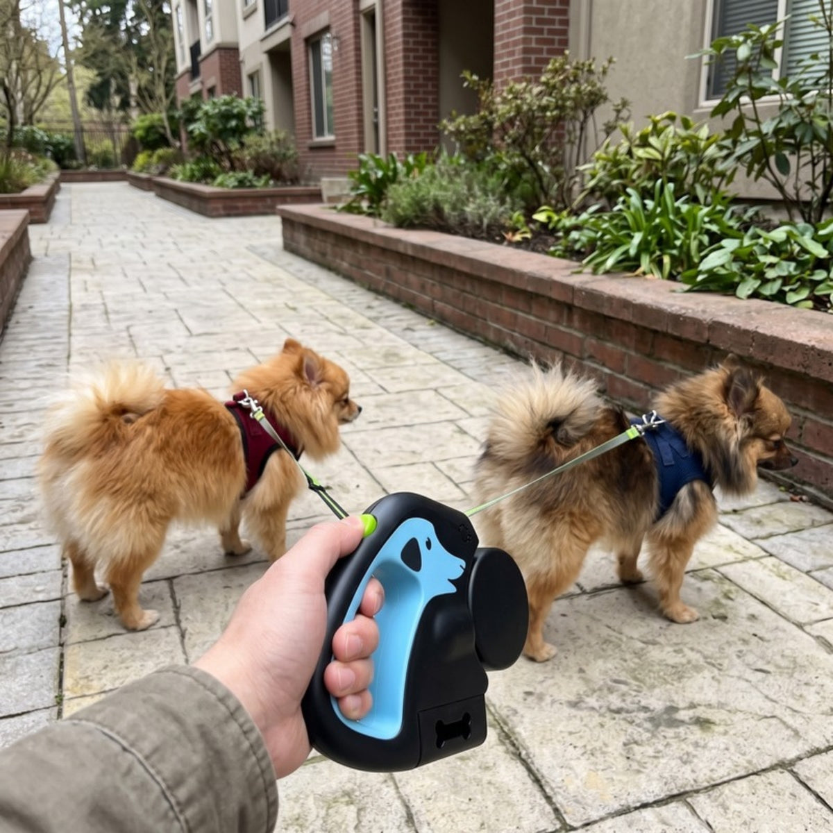 Woofidoo Retractable Leash for Two Dogs