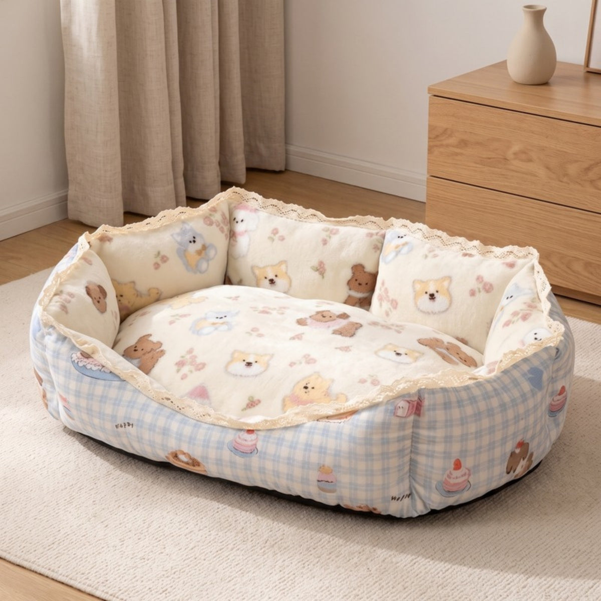 Woofidoo Fleece Bolster Pet Bed