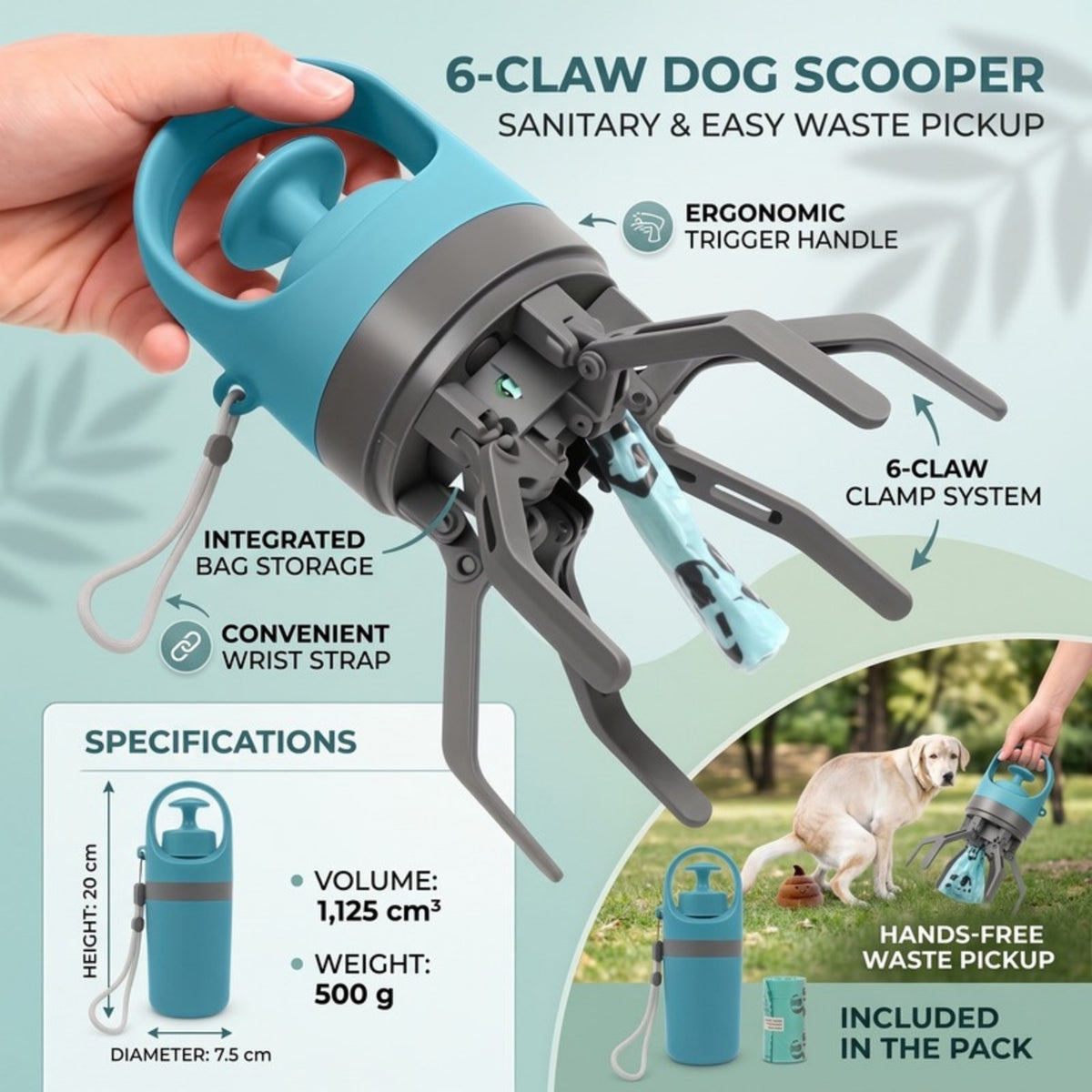 Woofidoo Six Claw Dog Poop Scooper