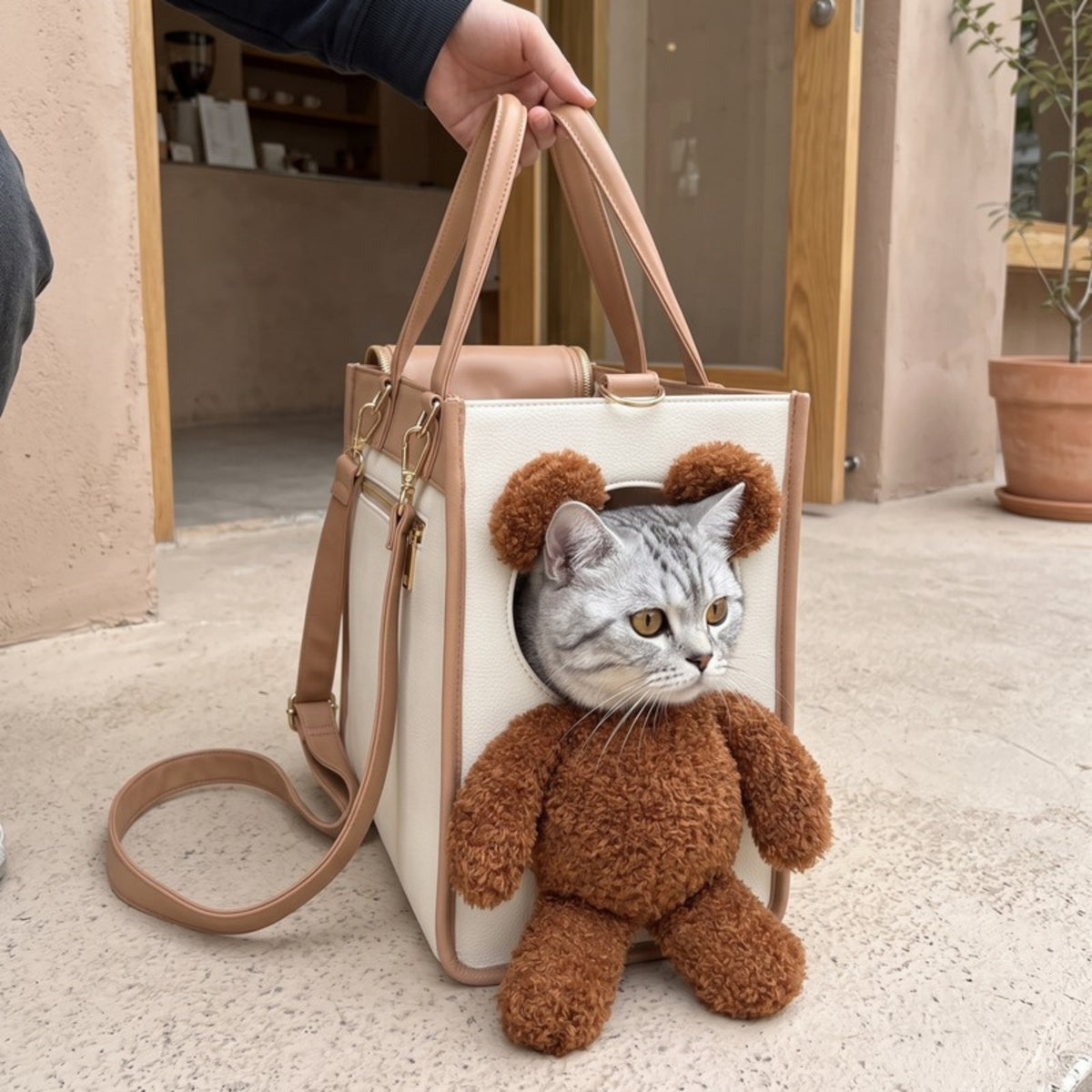 Woofidoo Teddy Plush Cat Carrier Bag