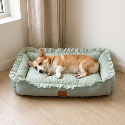 Woofidoo Gingham Ruffle Pet Bed