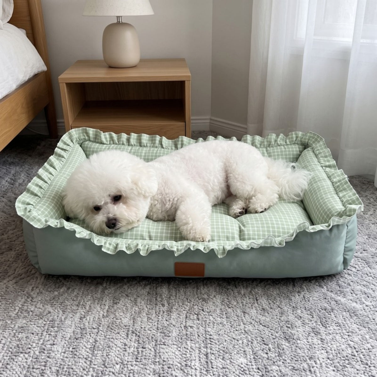 Woofidoo Gingham Ruffle Pet Bed