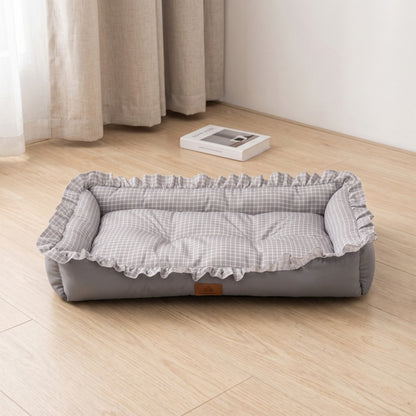 Woofidoo Gingham Ruffle Pet Bed