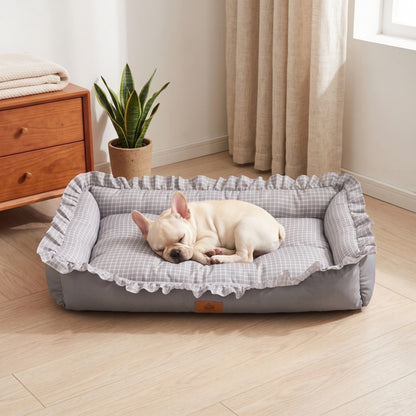 Woofidoo Gingham Ruffle Pet Bed