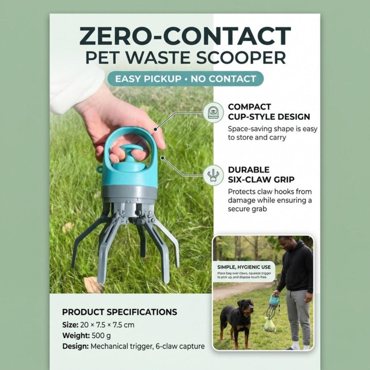 Woofidoo Six Claw Dog Poop Scooper