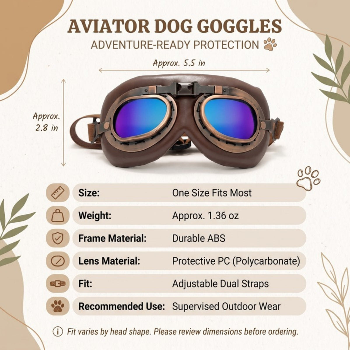 Woofidoo Aviator Dog Goggles