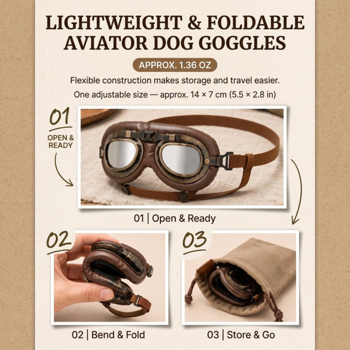 Woofidoo Aviator Dog Goggles