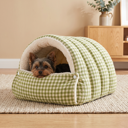 Woofidoo Plaid Pet Cave Bed