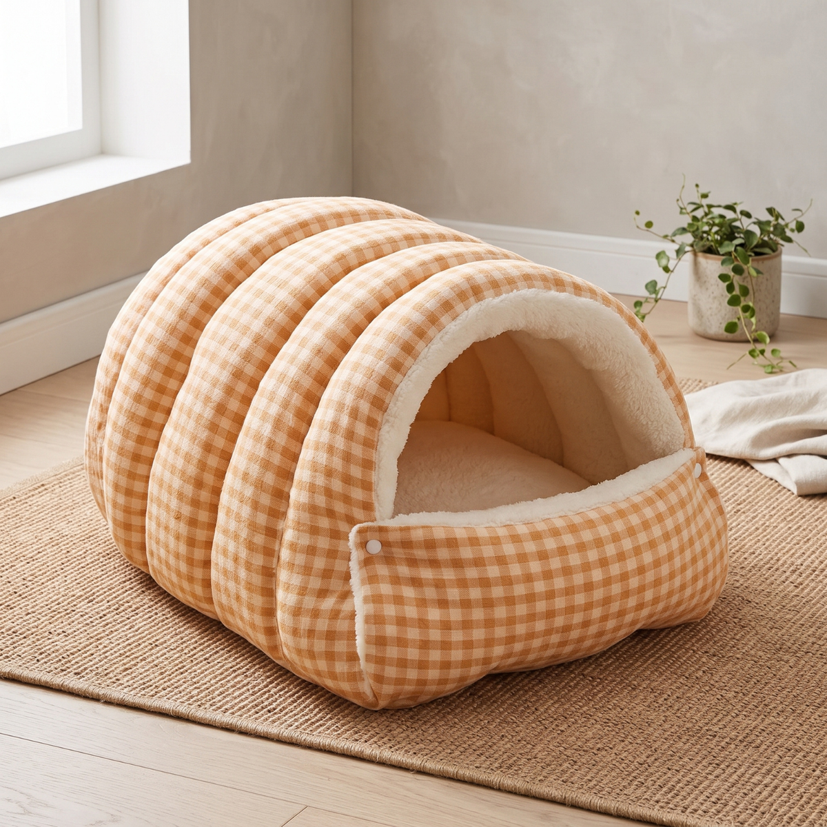 Woofidoo Plaid Pet Cave Bed