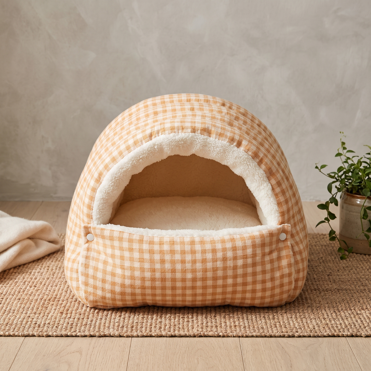 Woofidoo Plaid Pet Cave Bed