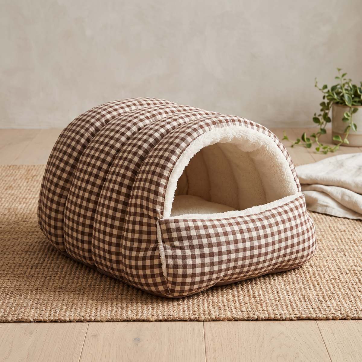 Woofidoo Plaid Pet Cave Bed
