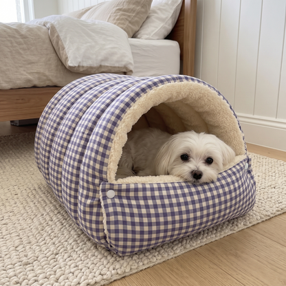 Woofidoo Plaid Pet Cave Bed