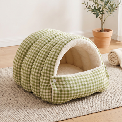 Woofidoo Plaid Pet Cave Bed