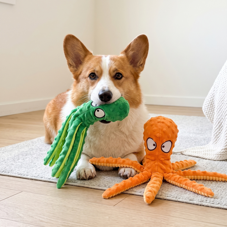 Woofidoo Octo Plush Squeaky Toy